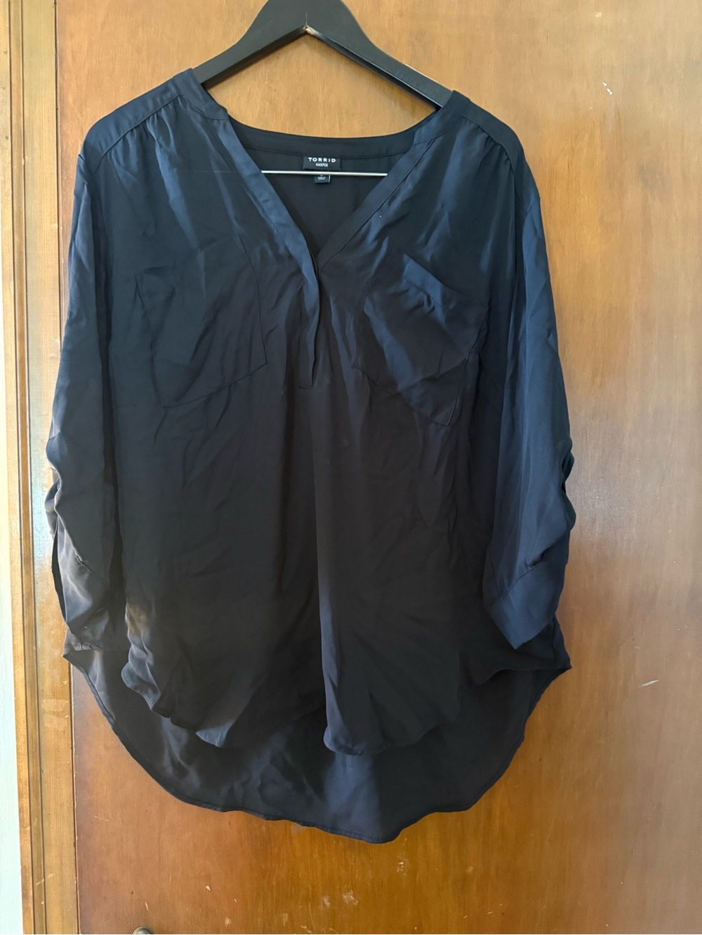 Torrid Harper Black V-Neck Long Sleeve Blouse